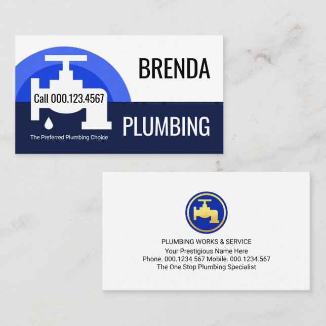 Leaking Faucet Blue Water Waves Business Card (Front/Back)