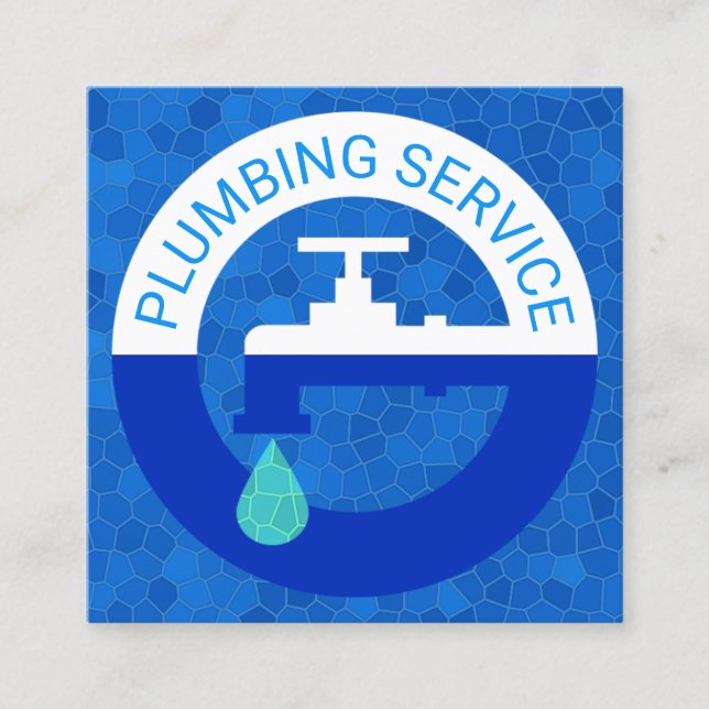 Leaking Faucet In Crystal Water Square Business Card (Front)