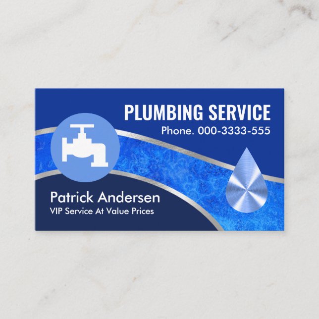 Leaking Silver Pipe Line Plumbing Business Card (Front)