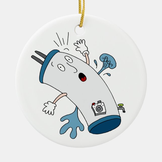 Leaking Water Heater Cartoon Ceramic Tree Decoration (Front)