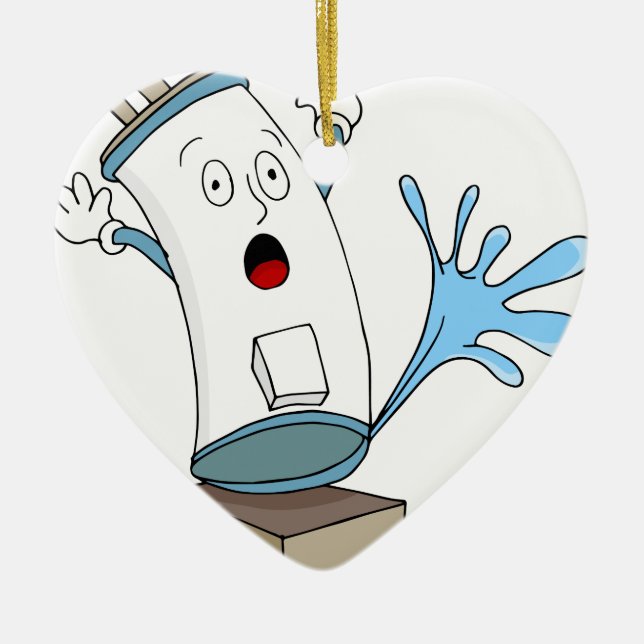 Leaking Water Heater Cartoon Ceramic Tree Decoration (Front)