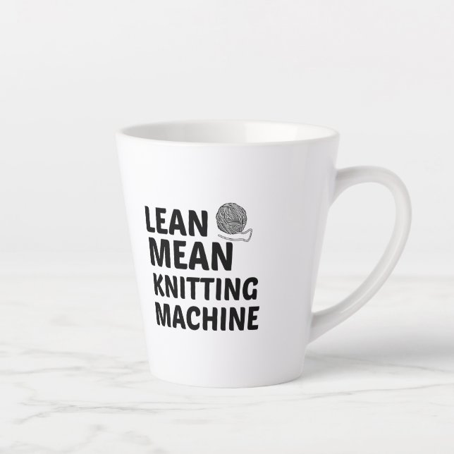 LEAN MEAN KNITTING MACHINE LATTE MUG (Right)