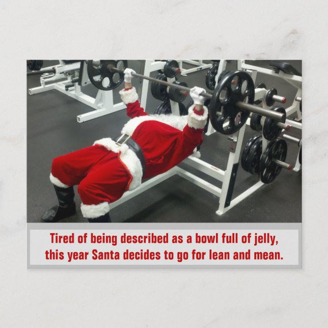 Lean & Mean Santa - Funny Silly Joke Christmas Holiday Postcard (Front)