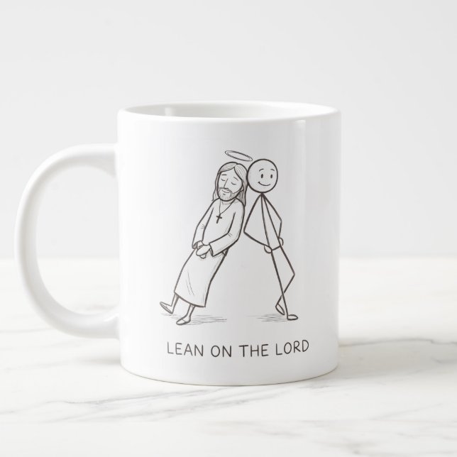 Lean on the Lord Stick Figure Christian Coffee Mug (Left)