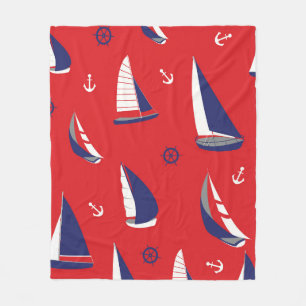 Lean Sailboat Pattern Fleece Blanket