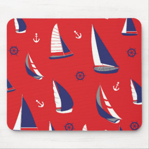 Lean Sailboat Pattern Mouse Pad