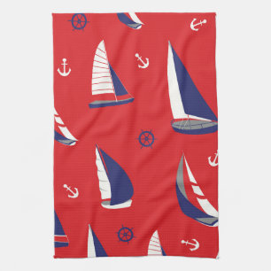 Lean Sailboat Pattern Tea Towel