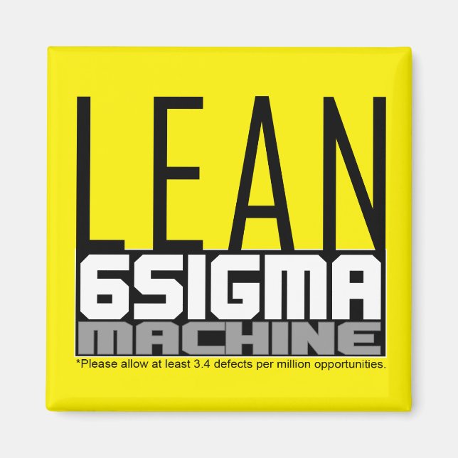 Lean Six Sigma Machine Yellow Belt Magnet (Front)