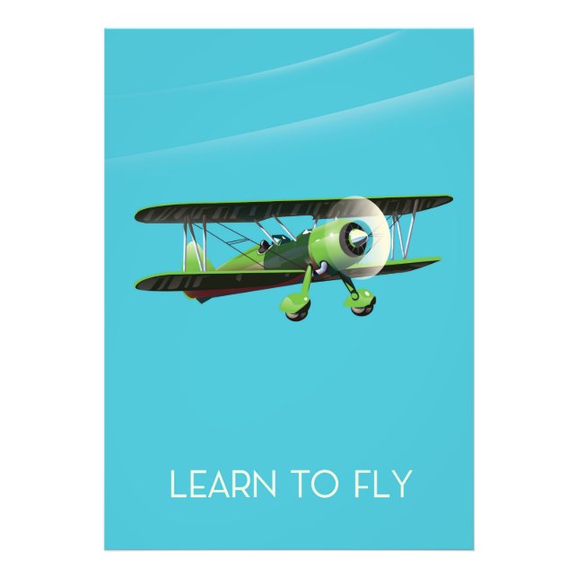 Lean To Fly vintage plane poster (Front)