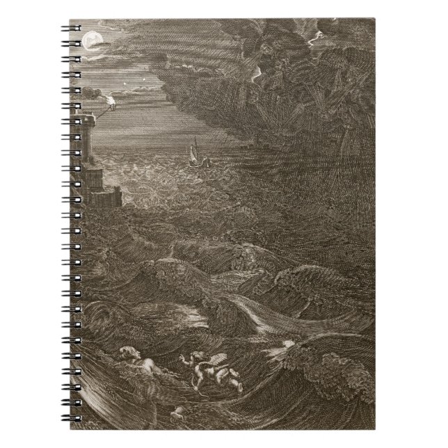 Leander Swims Over the Hellespont to Meet his Mist Spiral Notebook (Front)