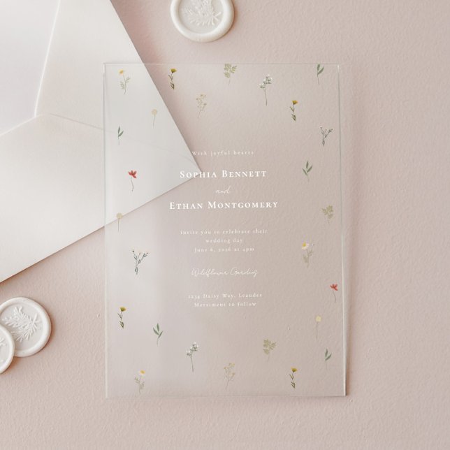Leander Wildflower Wedding Acrylic Invitations (Creator Uploaded)