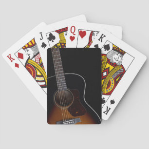 Leaning Acoustic Guitar Playing Cards