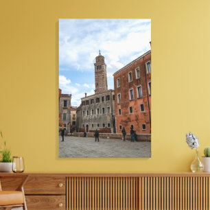 Leaning Bell Tower of Santo Stefano Venice Italy Canvas Print
