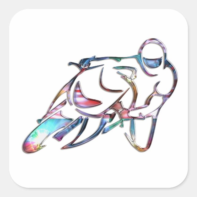 Leaning Into Curve Rainbow Metallic Square Sticker (Front)