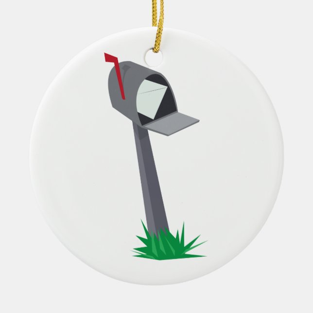 Leaning Mailbox Ceramic Tree Decoration (Front)