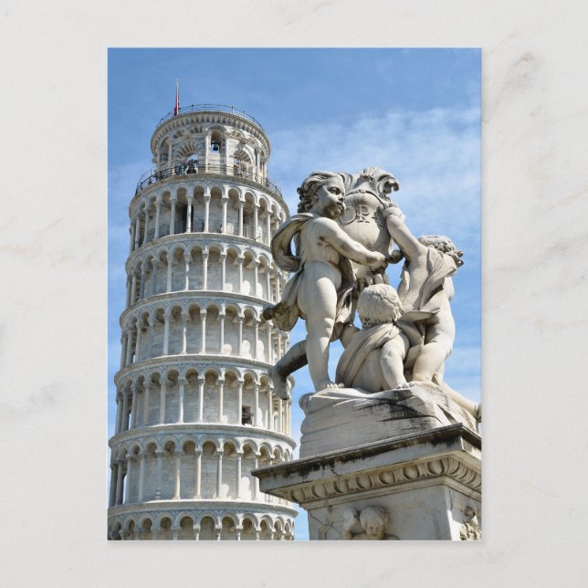 Leaning tower and La Fontana dei Putti, Pisa Postcard (Front)
