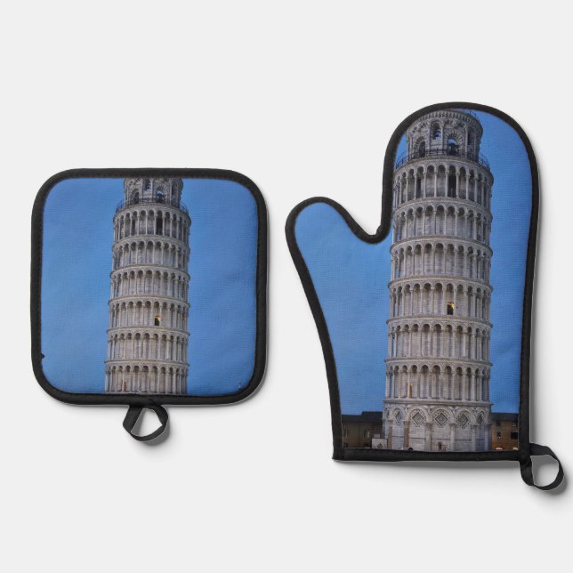 Leaning Tower at Dusk Oven Mitt & Pot Holder Set (Front)