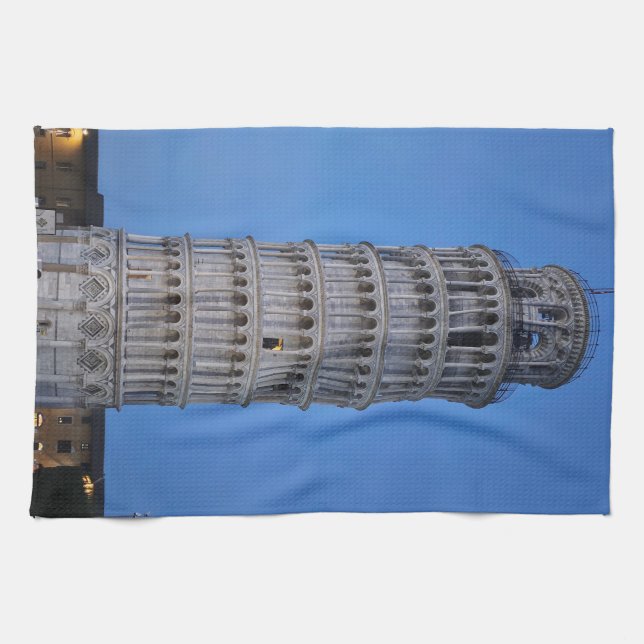 Leaning Tower at Dusk Tea Towel (Horizontal)