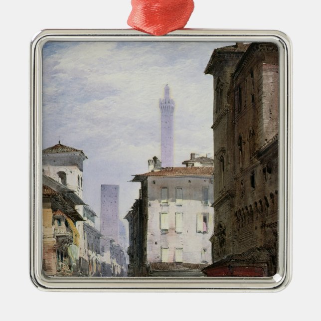 Leaning Tower, Bologna Metal Tree Decoration (Front)