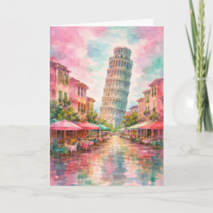Leaning Tower of Pisa Greeting Card, Romantic Card