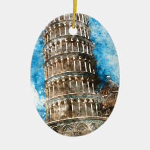 Leaning Tower of Pisa in Italy Ceramic Tree Decoration