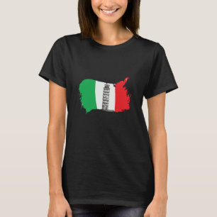 Leaning Tower of Pisa in Tuscany with Italy Flag T-Shirt