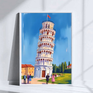 Leaning Tower of Pisa Italy Painting Poster