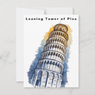 Leaning Tower of Pisa Italy Travel Watercolor  Postcard