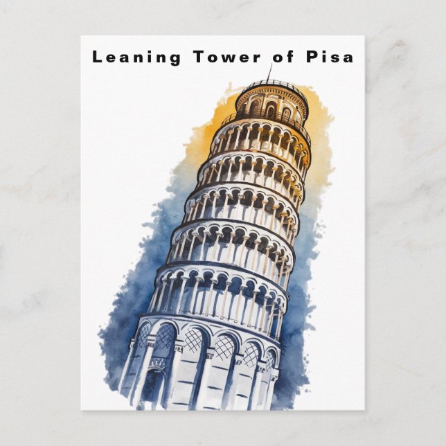 Leaning Tower of Pisa Italy Travel Watercolor  Postcard (Front)