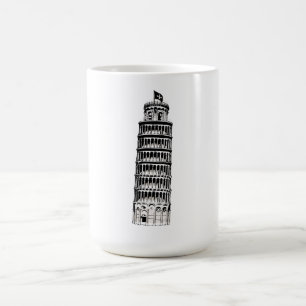 Leaning Tower of Pisa Line Art Illustration Coffee Mug