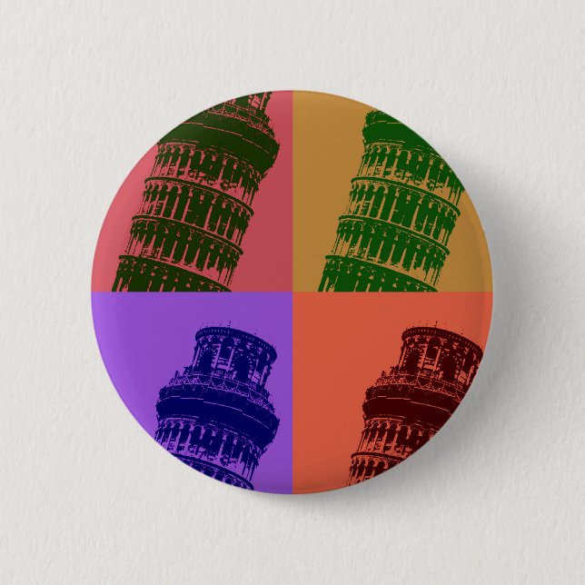Leaning Tower of Pisa Pop Art 6 Cm Round Badge (Front)