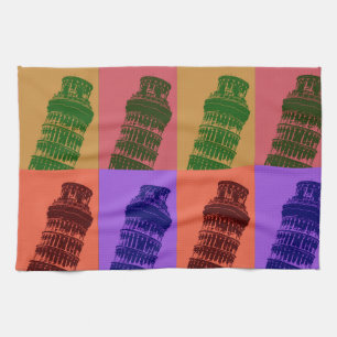 Leaning Tower of Pisa Pop Art Tea Towel