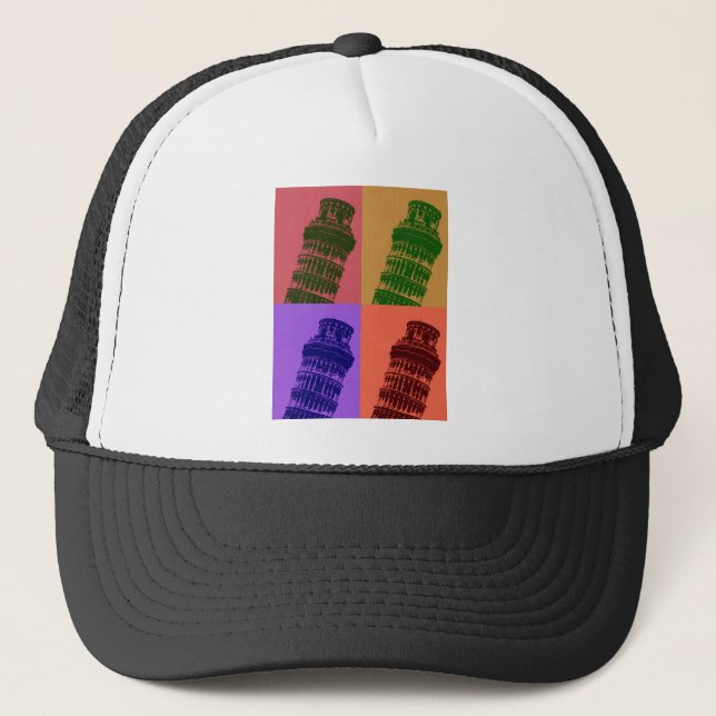 Leaning Tower of Pisa Pop Art Trucker Hat (Front)