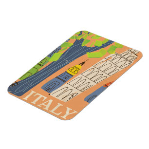 Leaning tower of Pisa vintage travel poster Magnet