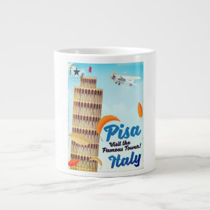 Leaning Tower of Pisa Vintage vacation print. Large Coffee Mug