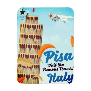 Leaning Tower of Pisa Vintage vacation print. Magnet