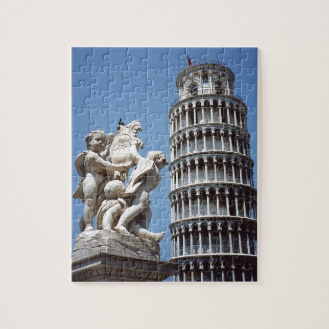 Leaning Tower of Pisa with Cherub Statue Jigsaw Puzzle (Vertical)