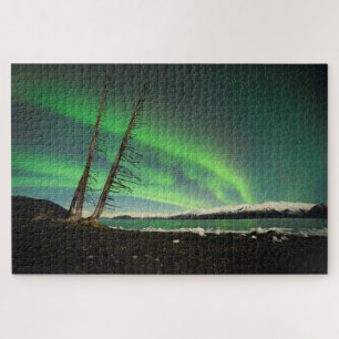 Leaning Tree Aurora Jigsaw Puzzle