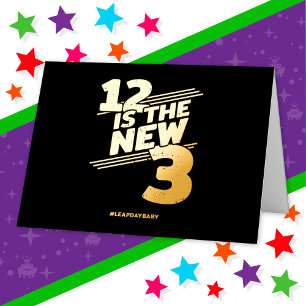 Leap Day 12th Birthday Party New Leap Year Feb 29 Foil Greeting Card