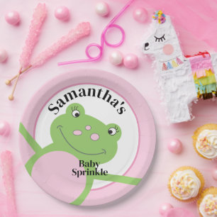 Leap Frog Pink Green Froggy Baby Sprinkle Shower Paper Plate