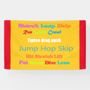 Leap Hop Skip Lean Text design mixed colours       Banner