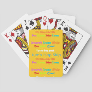 Leap Hop Skip Lean Text design mixed colours       Playing Cards