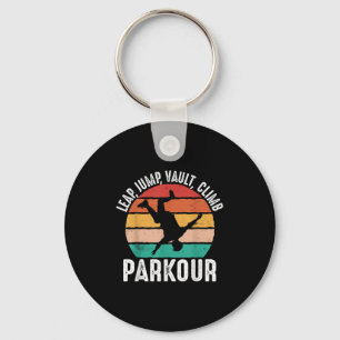 Leap Jump Vault Climb Parkour - Retro Traceur Runn Key Ring