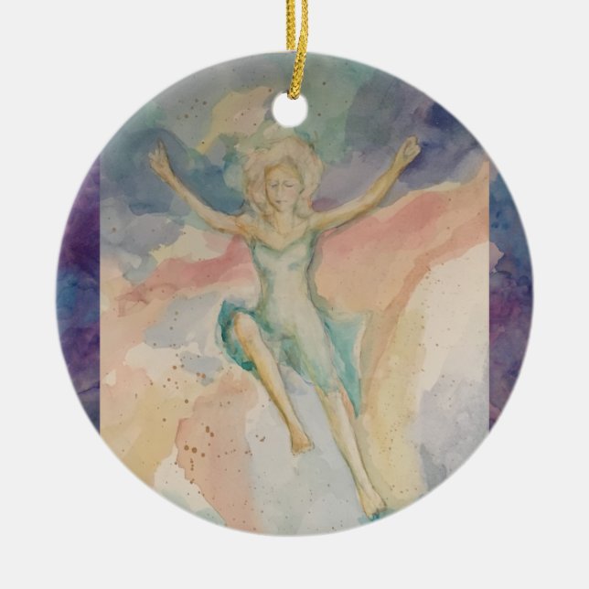 Leap of Faith Jump Feminine Woman M Girard Ceramic Tree Decoration (Front)