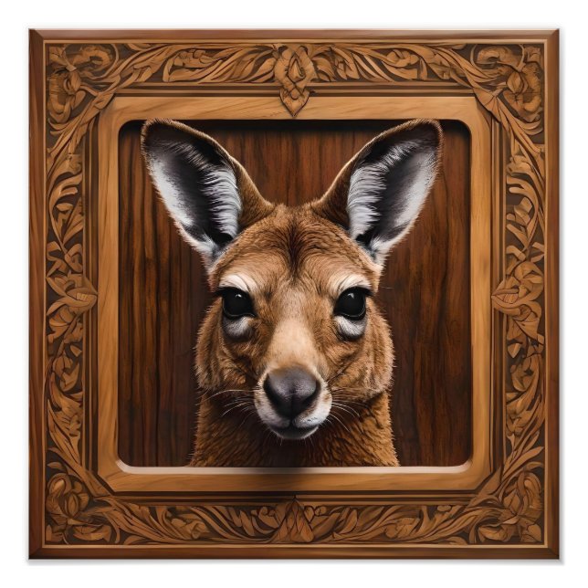"Leap of Nature: A Kangaroo Wood Print" Photo Print (Front)