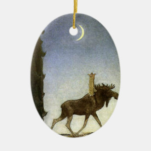 Leap the Elk and Princess Tuvstarr by John Bauer Ceramic Tree Decoration