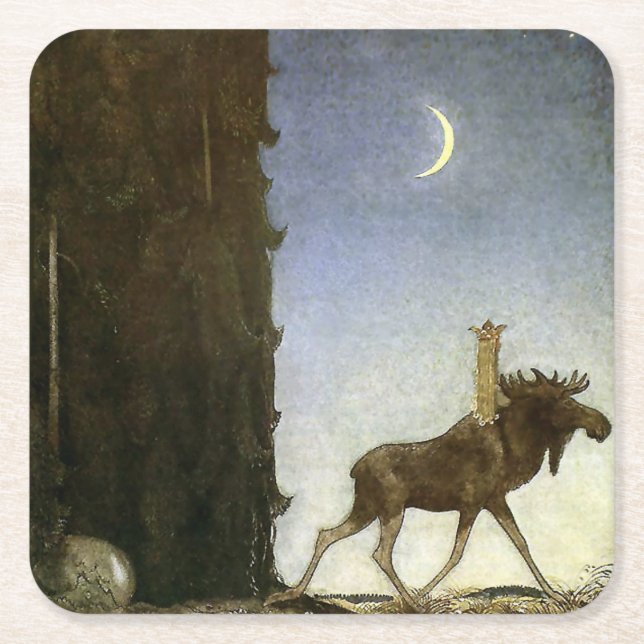 Leap the Elk and Princess Tuvstarr Square Paper Coaster (Front)