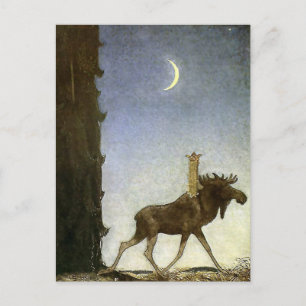 “Leap the Elk” Watercolor by John Bauer Postcard