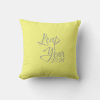 Leap year 2024 yellow throw pillow typographic