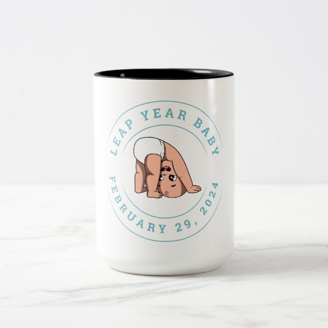 Leap Year Baby 2024 Two-Tone Coffee Mug (Center)